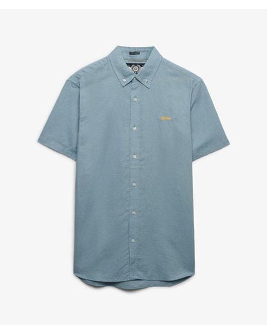 Superdry Blue & Co Cotton Linen Short Sleeve Shirt for men