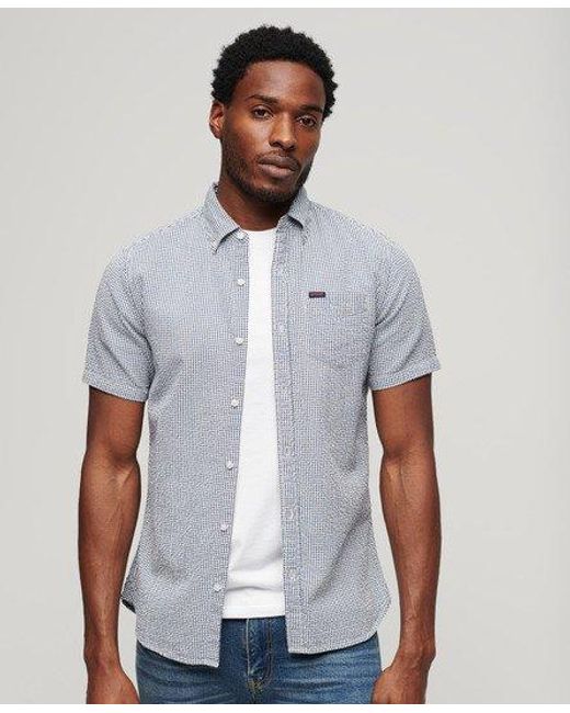 Chemise à manches courtes en coton gaufré Superdry pour homme en coloris White