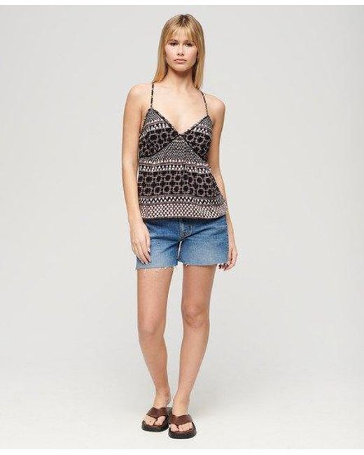 Superdry Blue Printed Woven Cami Top