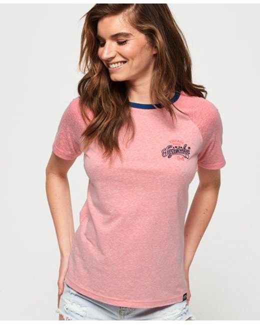 Superdry Pink 54 Goods Raglan T-Shirt Flamingo Snowy/Sun Kissed Coral Snowy