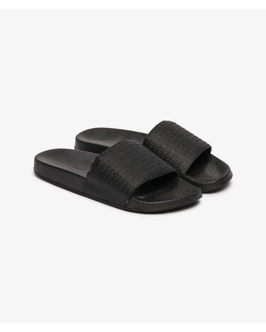 Superdry Black & Co Monogram Pool Sliders for men