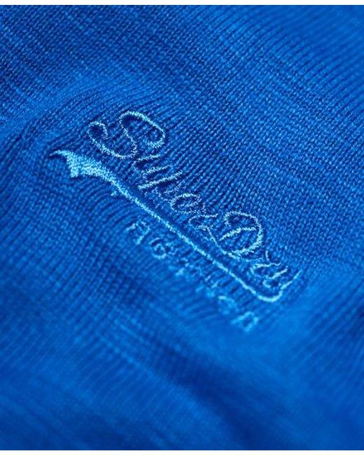 Superdry Blue Garment Dye L.A. Crew Jumper Washed Cobalt for men