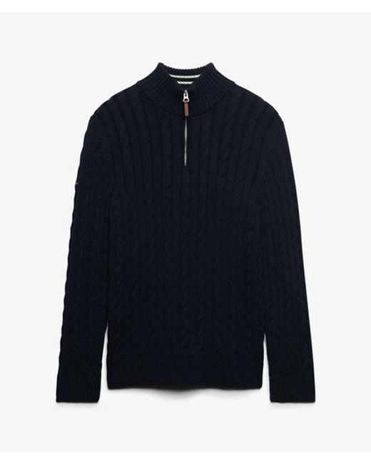 Superdry Blue & Co Organic Cotton Classic Cable Half-zip Jumper for men
