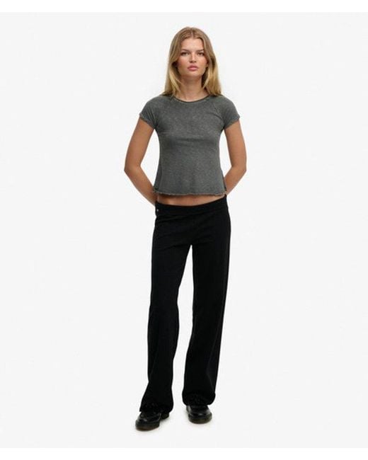 Superdry Black Athletic Essentials Fold Over Joggers
