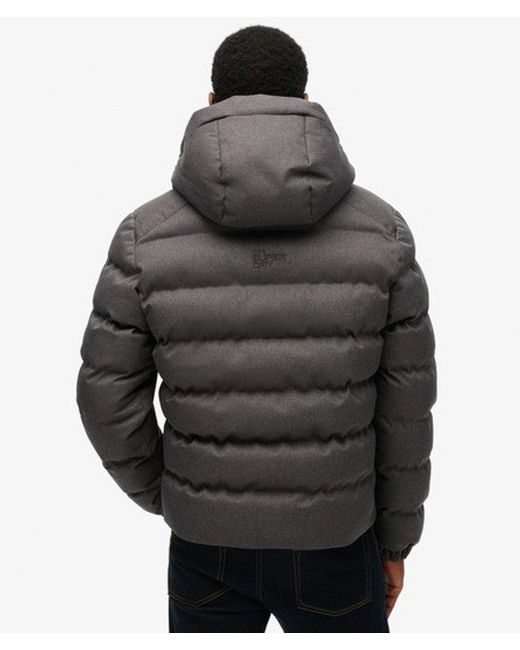 Superdry Gray & Co Hooded Tweed Sports Puffer Jacket for men