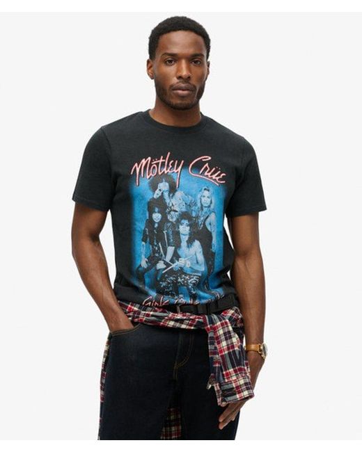 Superdry Blue & Co Mötley Crüe X & Co Limited Edition T-shirt for men