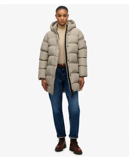 Superdry Gray & Co Hooded Sports Puffer Mid Length Jacket