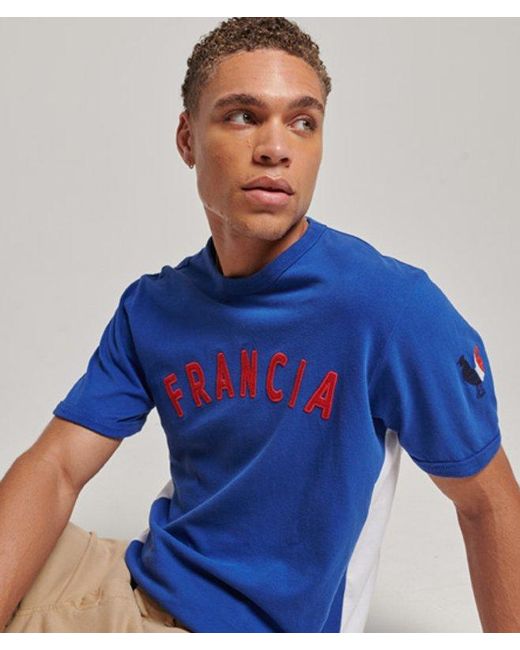 Superdry Blue & Co Ringspun Football France Matchday T-shirt for men