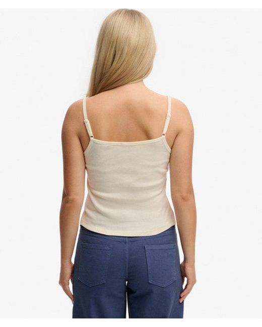 Superdry Blue & Co Athletic Essentials Embroidered Button Cami Top
