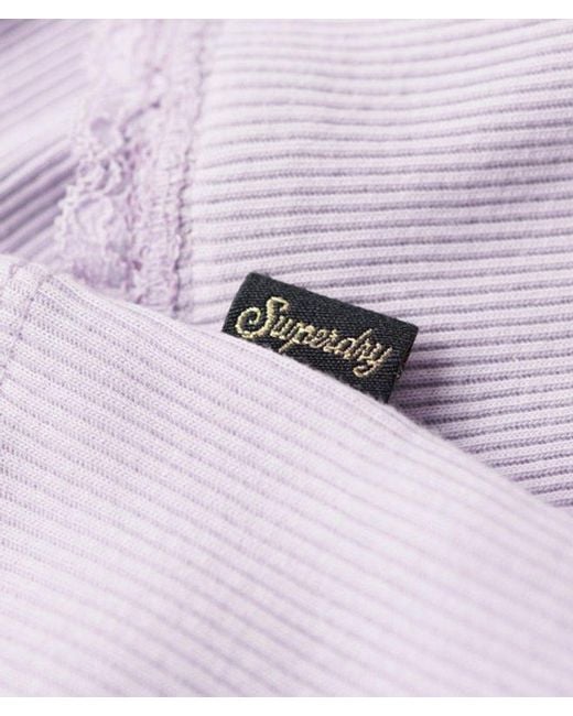 Superdry Purple & Co Athletic Essentials Vintage Lace Trim Vest Top