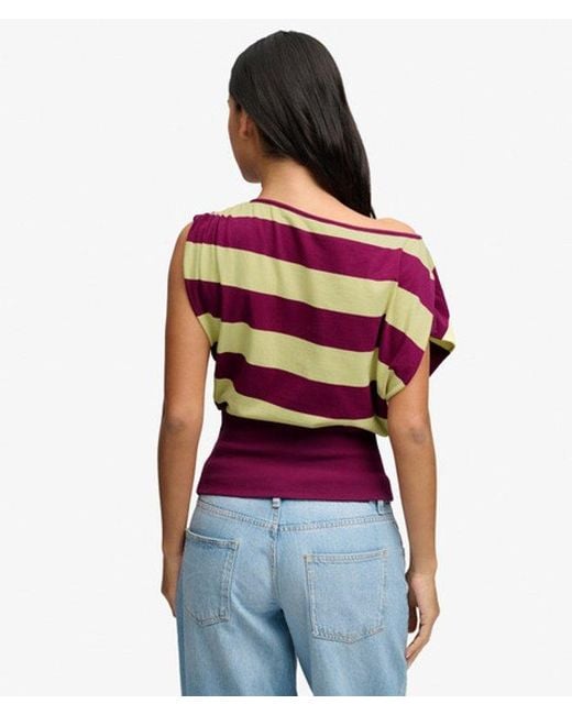 Superdry Black & Co Deep Rib Stripe Bardot Top