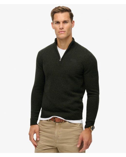 Superdry Black & Co Essential Embroidered Knitted Half Zip Jumper for men