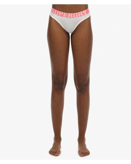 Superdry White Organic Cotton Large Logo Bikini Briefs