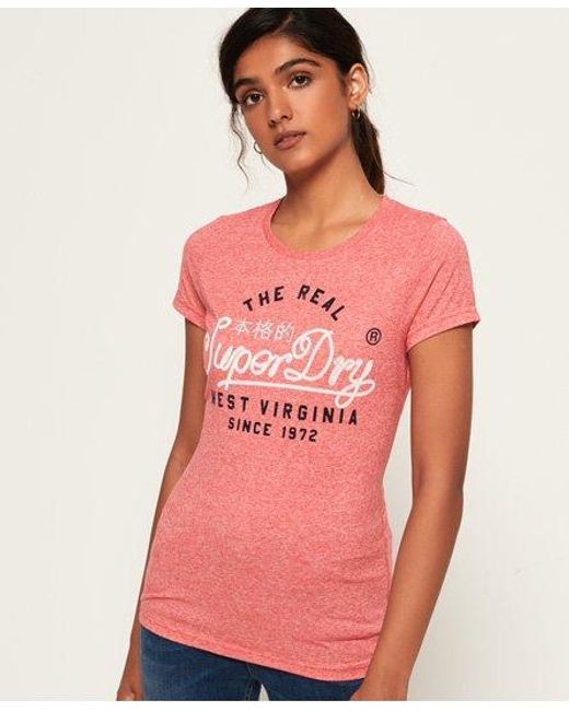 Superdry Pink Western Rope T-Shirt Sun Bleached Snowy