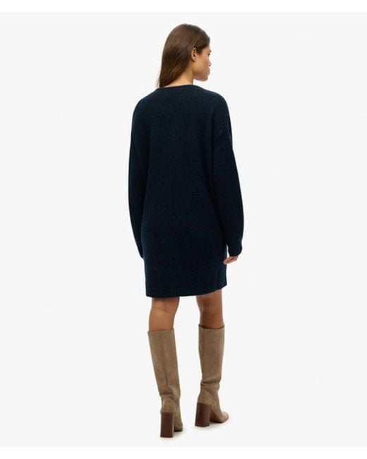 Femme Robe Pull Overtaille À Col En V Taille Superdry en coloris Blue