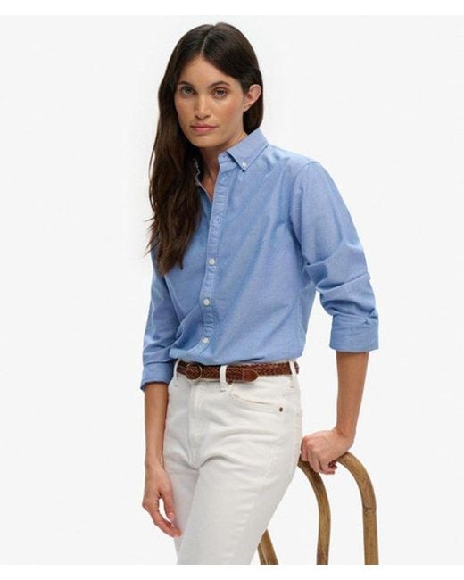 Superdry Blue & Co Slim Oxford Long Sleeve Shirt