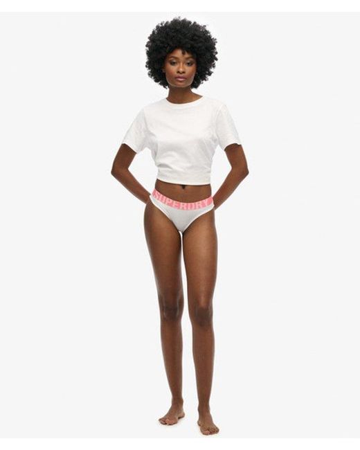 Superdry White Organic Cotton Large Logo Bikini Briefs