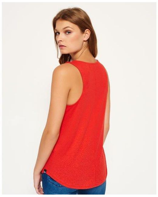 Superdry Red Viscose Neppy Tank Top Savannah