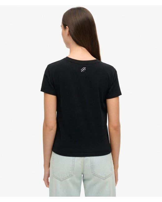 Superdry Black & Co Sport Luxe Logo Fitted Cropped T-shirt