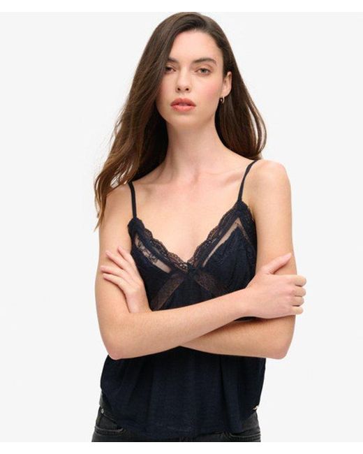 Superdry Black & Co Ibiza Sheer Lace Cami Top
