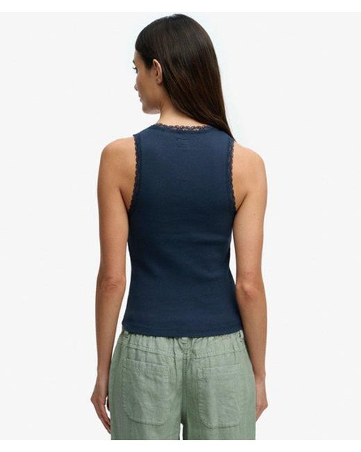 Superdry Blue & Co Vintage Lace Trim Vest