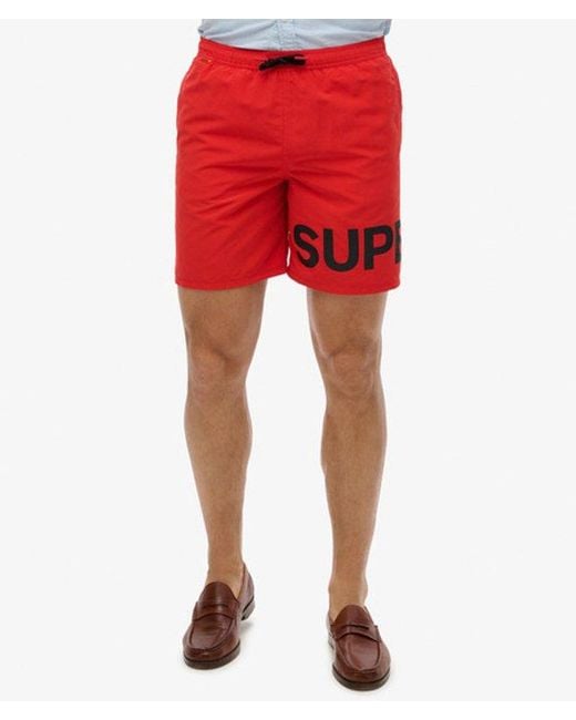 Homme Short De Bain À Motif Longueur 43 Cm Taille Superdry pour homme en coloris Red
