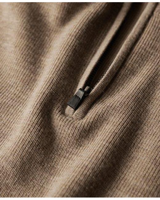 Pull semi-zippé en laine mérinos Superdry pour homme en coloris Brown