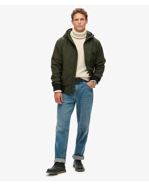 Superdry Green & Co Classic Embroidered Logo Surplus Nylon Hooded Bomber Jacket for men