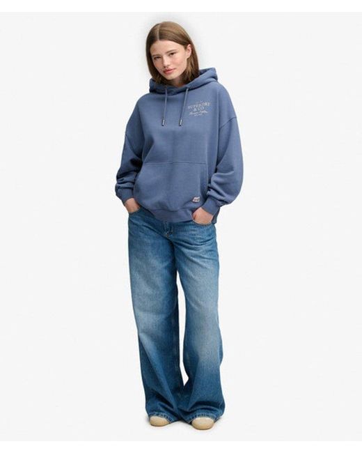 Superdry Blue & Co Luxe Casual Relaxed Hoodie