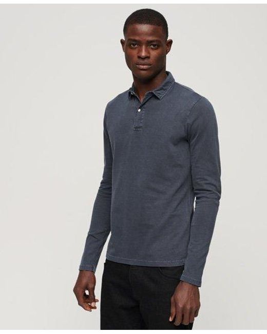 Superdry Blue Studios Long Sleeve Jersey Polo Shirt for men