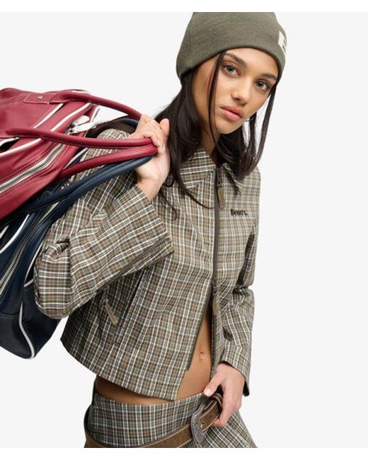 Superdry Green Bench X & Co Bench Double Zip Collared Check Jacket