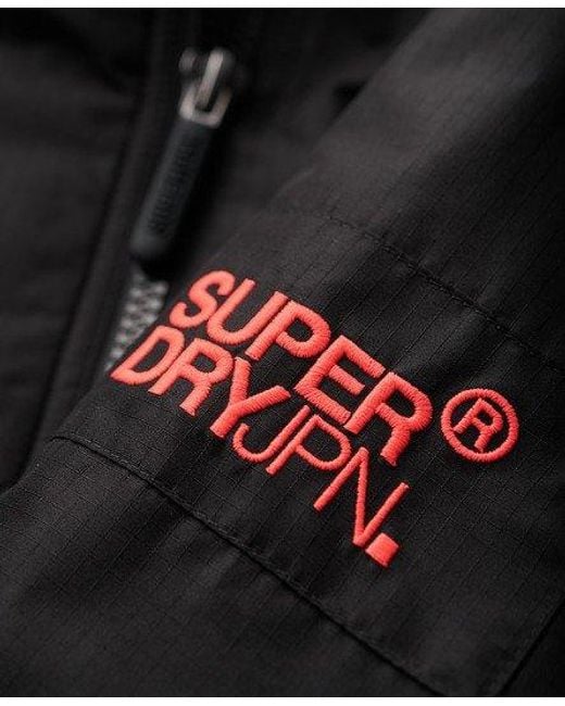 Superdry Black Ladies Classic Embroidered Hooded Mountain Windbreaker Jacket