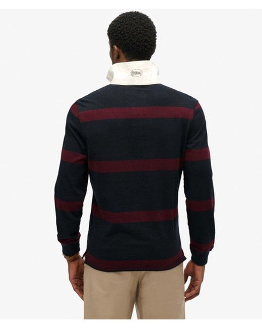 Superdry Black & Co Vintage Athletic Stripe Rugby Top for men