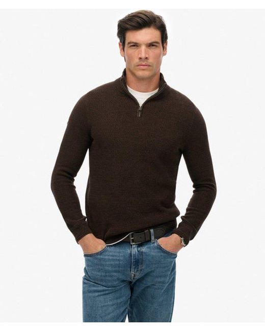 Superdry Black & Co Cotton Texture Half-zip Jumper for men