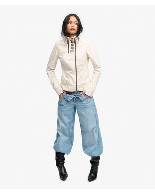 Superdry Bench Double Zip Funnel Ripstop Jas in het Blue