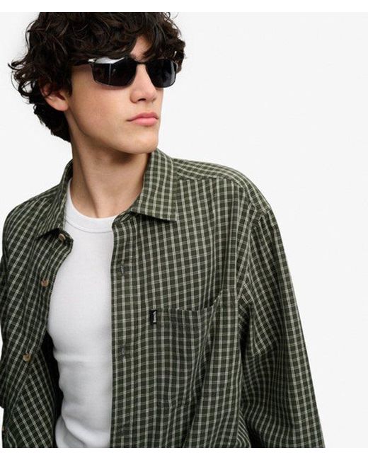Superdry Gray Bench X & Co Bench Skater Check Long Sleeve Shirt for men
