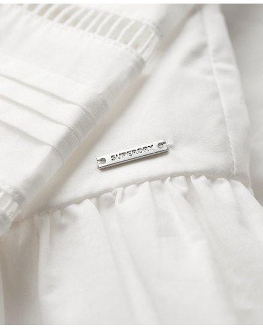 Superdry White Lace Mix Shirt Dress
