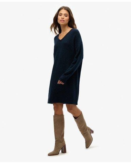 Femme Robe Pull Overtaille À Col En V Taille Superdry en coloris Blue