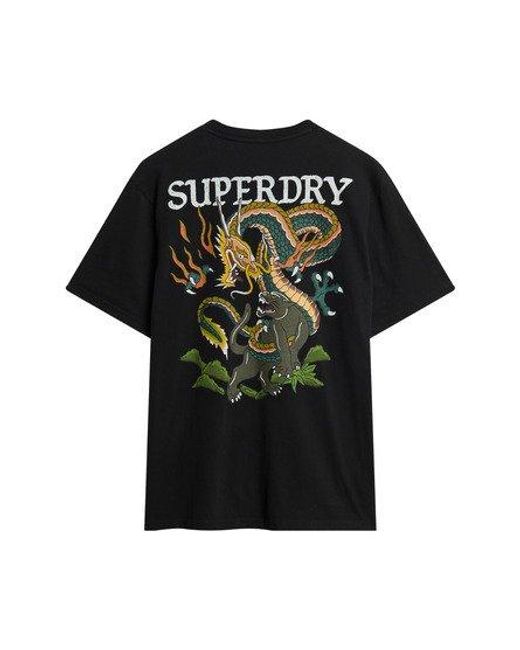 Superdry Brown Tattoo Graphic Loose Fit T-shirt for men
