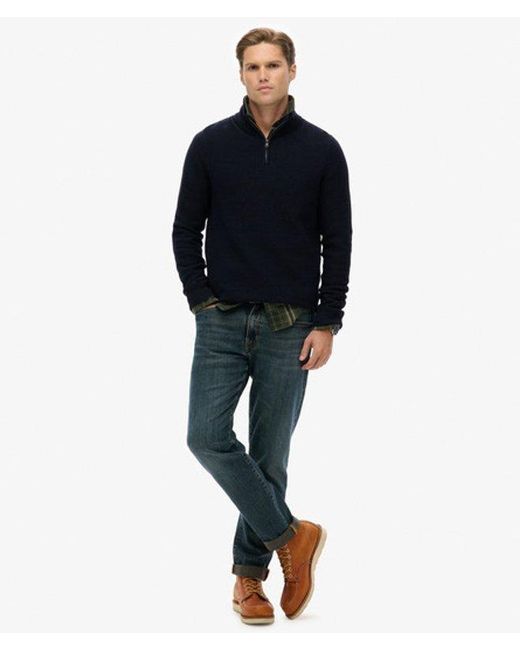 Superdry Blue & Co Cotton Texture Half-zip Jumper for men