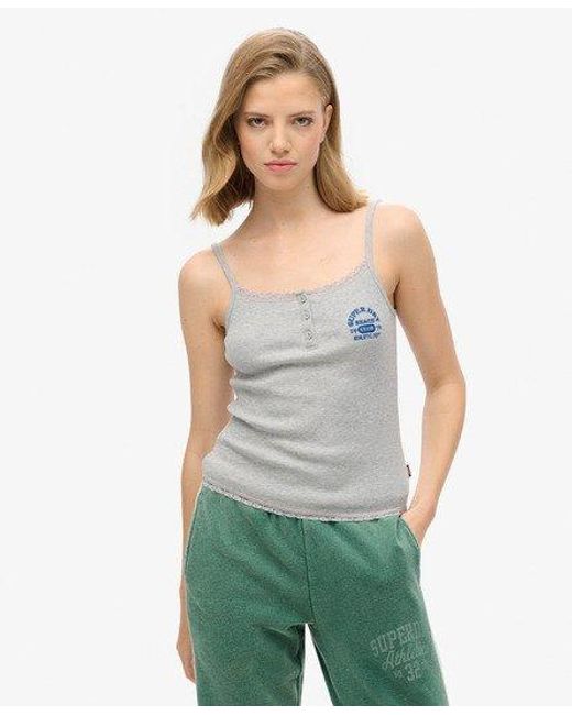 Superdry Green Athletic Essentials Button Down Cami Top