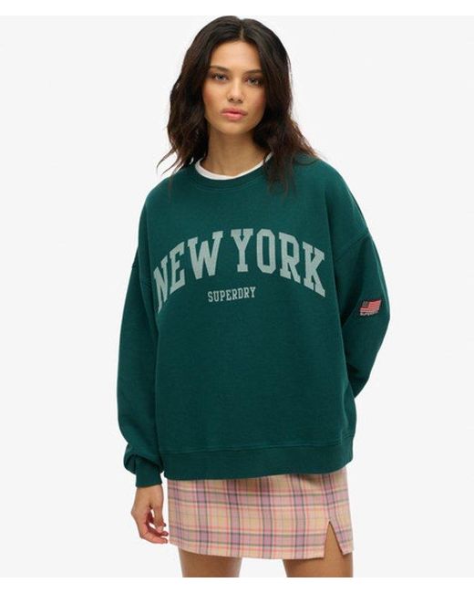 Superdry Green Athletic Essentials Oversized Crew Sweatshirt