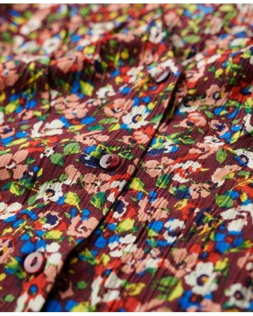 Robe mi-longue imprimée boutonnée à manches courtes Superdry en coloris Natural