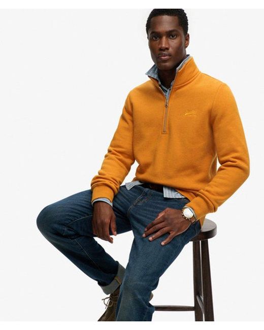 Superdry Orange & Co Vintage Logo Embroidered Half Zip Sweatshirt for men
