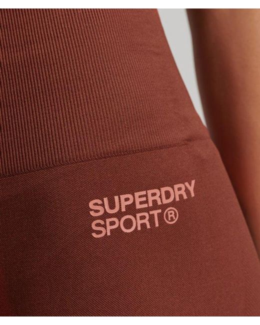 Superdry Purple & Co Ladies Logo Print Sport Core Seamless Tight Shorts