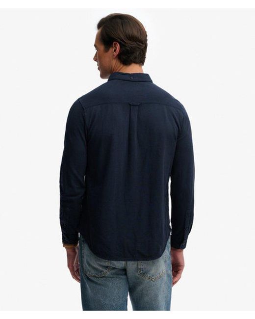 Superdry Blue & Co Vintage Destroy Pique Long Sleeve Shirt for men