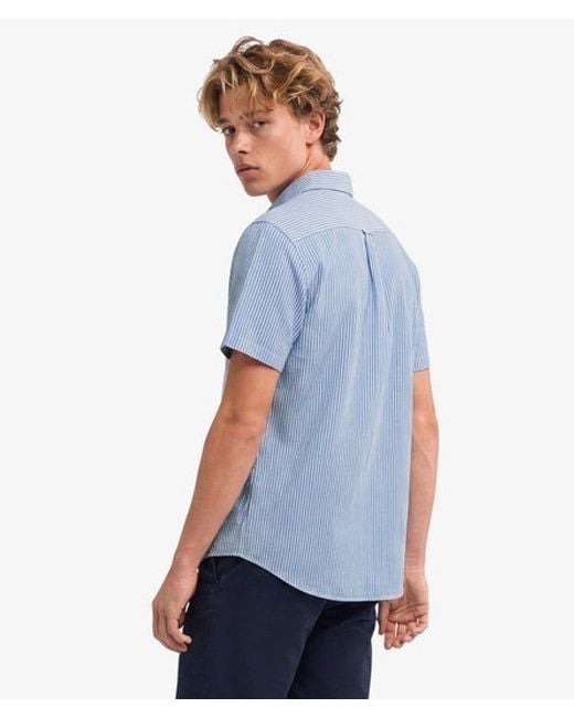 Superdry Blue & Co Riviera Short Sleeve Linen Shirt for men