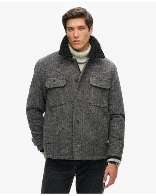 Superdry Gray Merchant Wool Chore Jacket for men