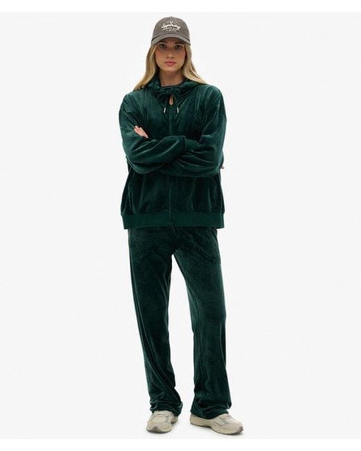 Superdry Green & Co Country Club Velour Zip Hoodie