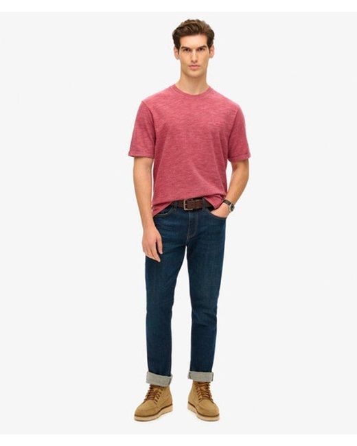 Superdry Red Over-dyed Slub Marl Crew Neck T-shirt for men